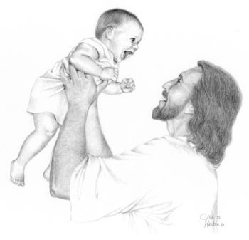 Jesus holding baby