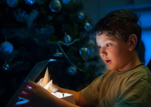 boy opens gift