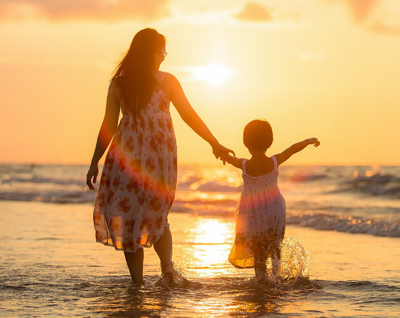 mom and daughter in the sun