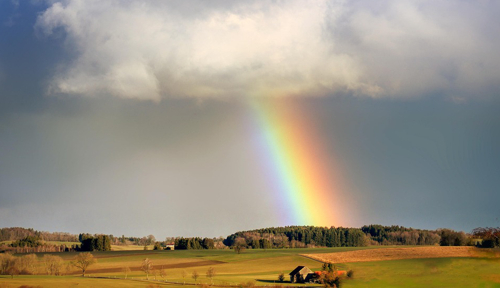 rainbow over farm