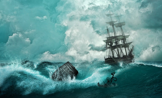Ship in a storm