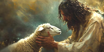 Jesus with a sheep