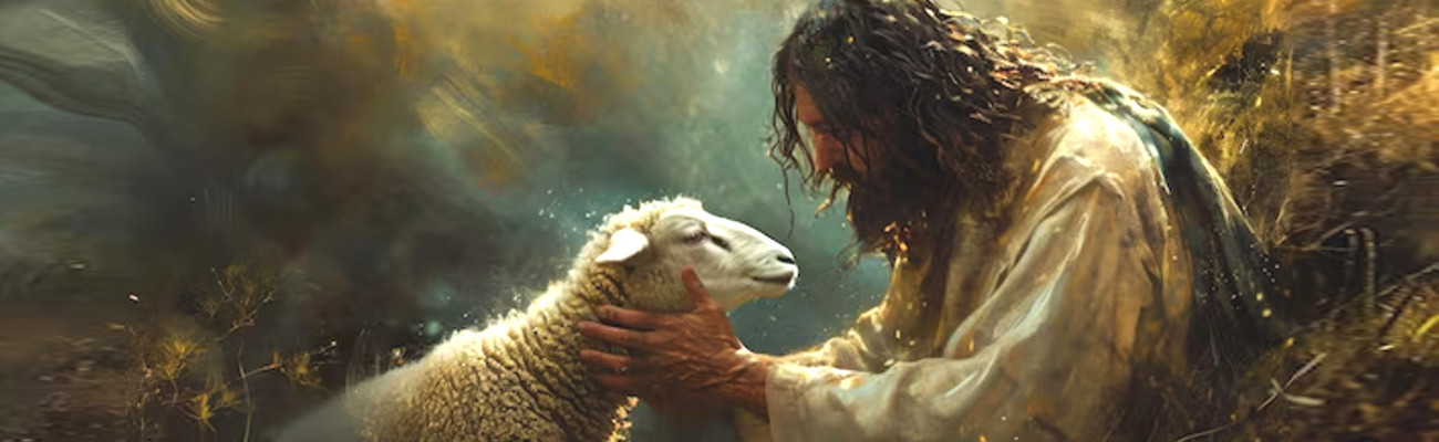 Jesus with a sheep
