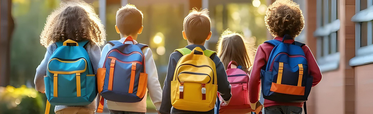 children with backpacks