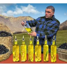 Seven bottles of olive oil