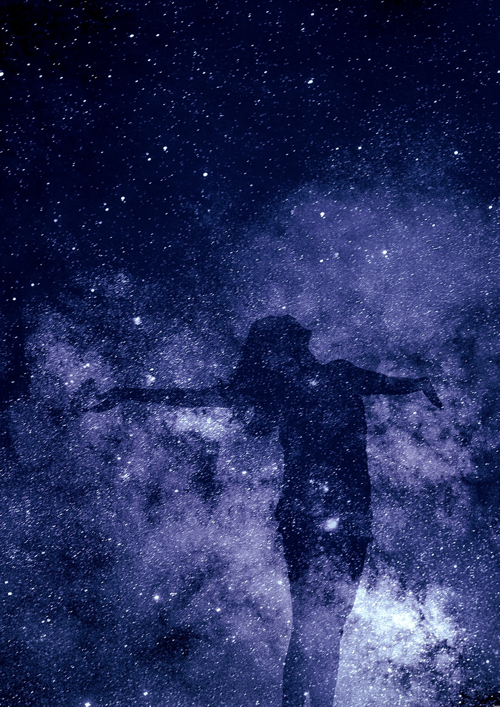 woman outline in the galaxy
